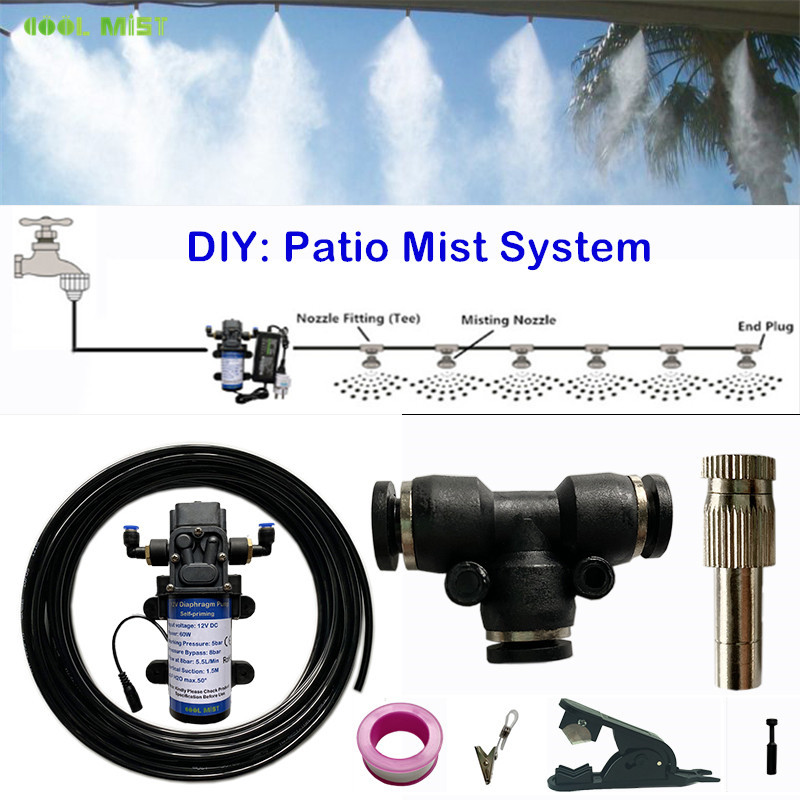 Mist Cooling System Outdoor Patio 15M - S392 FAI DA TE 8M-10M-15M-20M-25M Acqua