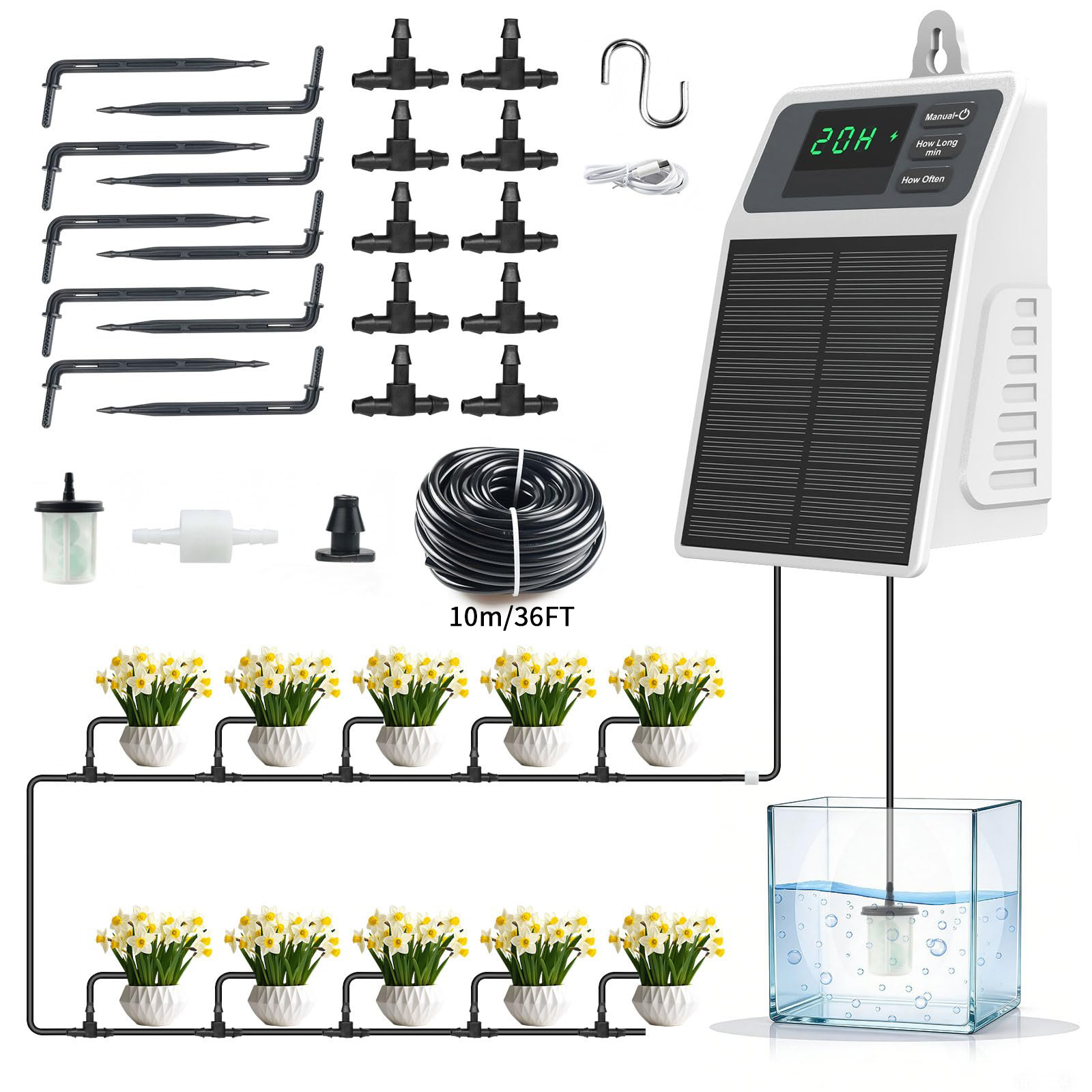 Solar Drip Irrigation Kit Garden - Sistema di irrigazione solare a goccia