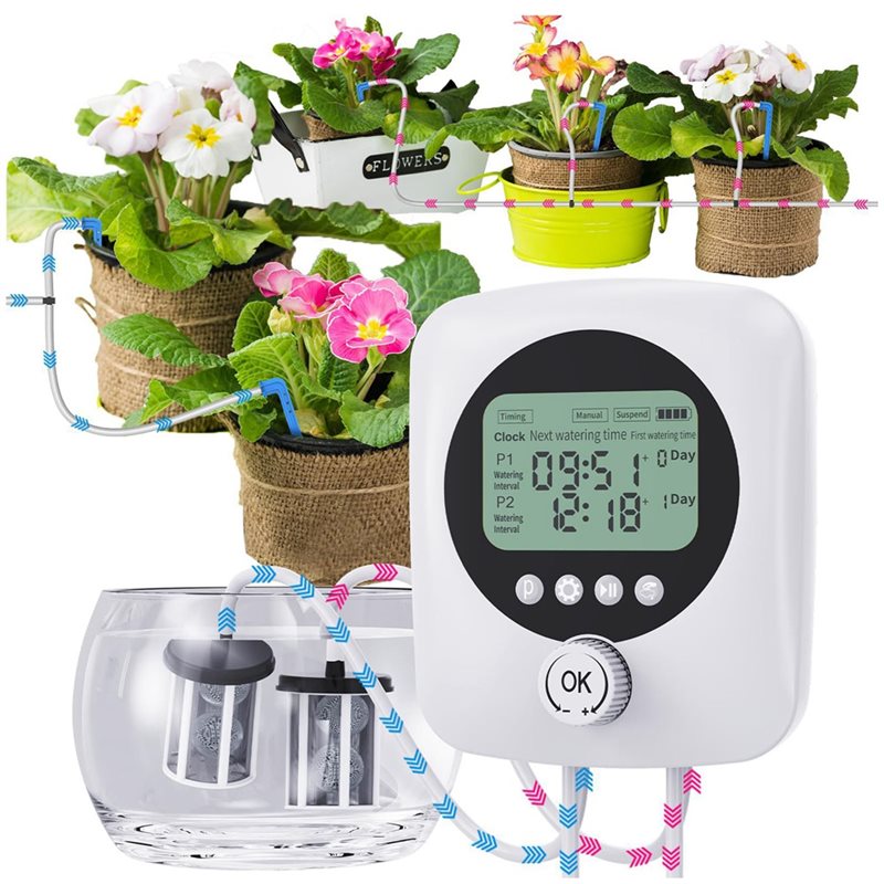 Automatic Watering Pump Indoor Plants - AB66-Sistema di irrigazione automatico a doppia
